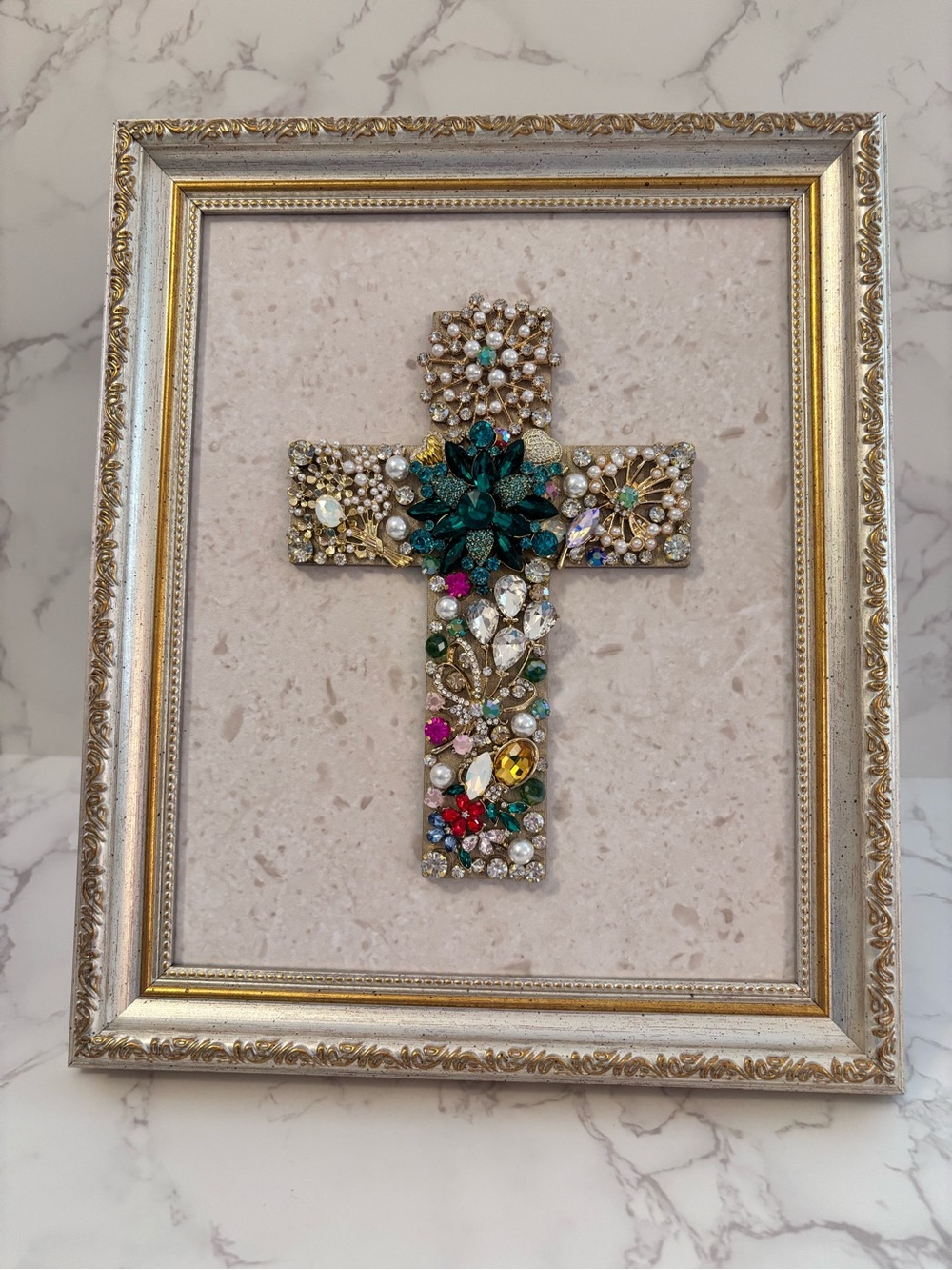 Jeweled Decorative Cross Wall Art - Multicolor